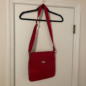 Tommy Hilfiger Red Quilted Crossbody Bag with Adjustable Strap